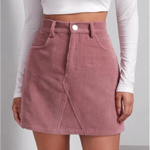 SHEIN Button Front Cord Skirt - Picture 1 of 4